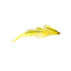 Bass Flies tomahawk chop yellow and red $8.50