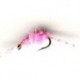Nymphs pink scud button $2.34