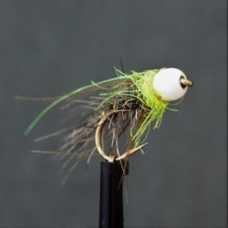 Nymphs Pure white hot head glister collar bug chartreuse thorax nymph $2.34