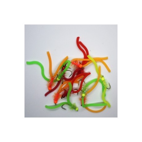 Nymphs Pure squirmy worm barbless selection $2.34