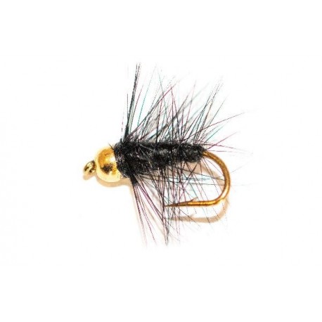 Nymphs Pure Black Palmer Wet Fly Goldhead l $2.34