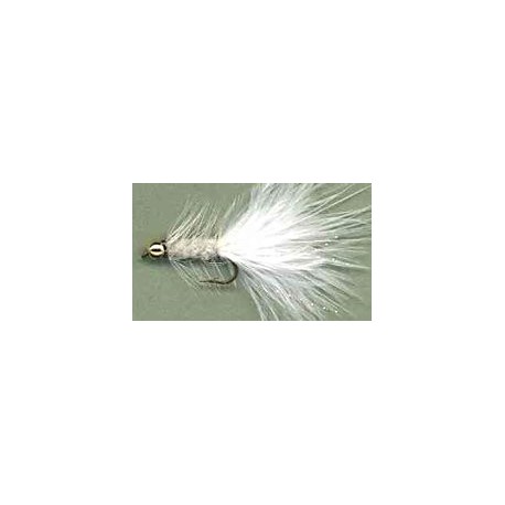 Streamers beaded white woolly bugger button $2.64