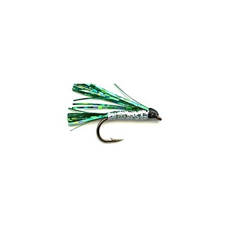 Streamers green silver sparkler button $2.64