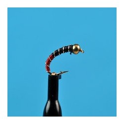 Beaded Nymphs Bead Head Zebra Midge Red Black $2.42