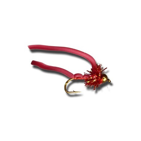 Beaded Nymphs BH Egg Sucking Squiggly Worm Red $2.42