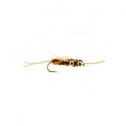 Tungsten Nymphs double tungsten turd brown yellow $3.00