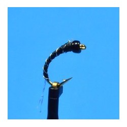 Beaded Nymphs Glass Bead Zebra Midge Black $2.42