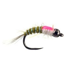 Barbless Flies Innov BH Olive Nymph BL White Pearl $2.34