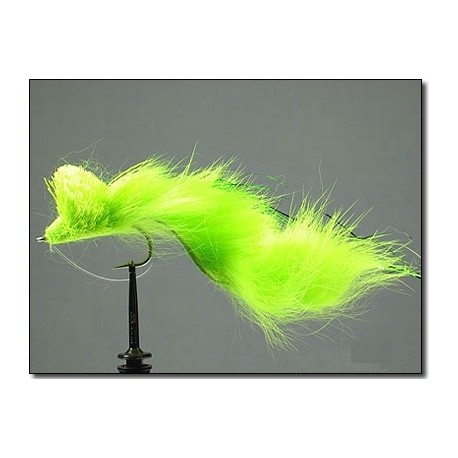 Bass Flies Diver Rabbit Strip Chartreuse side $8.50